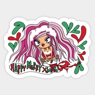 Little girl Christmas day surprise Sticker